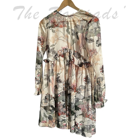 Ted Baker London Mesh Long-sleeve Floral Spring Dress - Picture 3 of 8